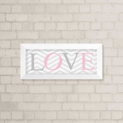 Quadro Infantil Love Rosa e Cinza