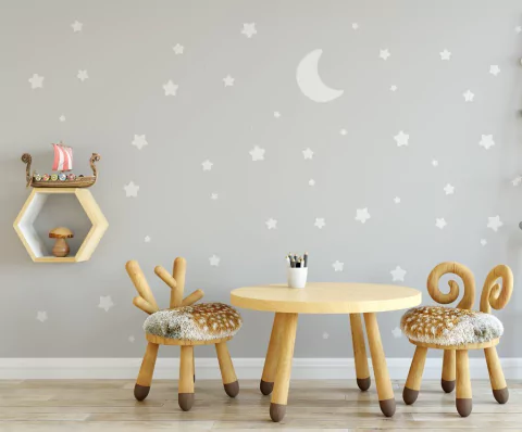 Adesivos Lua e Estrelas Arredondadas