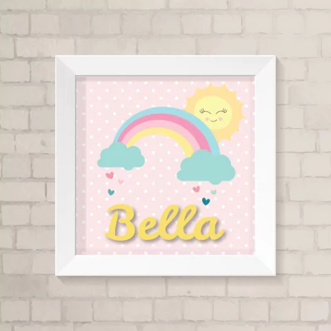 Quadro com Nome Sol e Arco-Íris