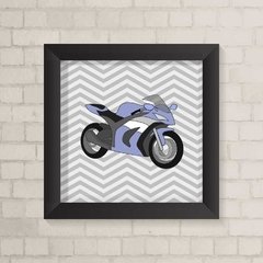 Quadro Infantil Moto Azul e Branca - comprar online