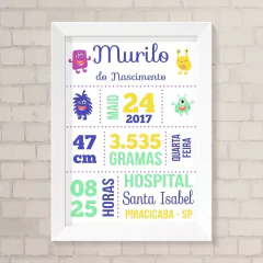 Quadro Nascimento Monstrinhos
