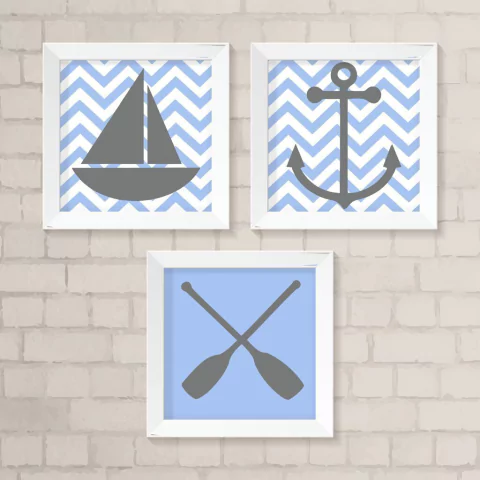 Kit de Quadros Náutico Azul