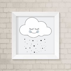 Quadro Infantil Nuvem fundo Azul Bebê