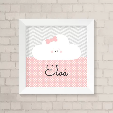 Quadro com Nome Nuvem Chevron Menina