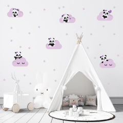 Adesivos Panda Nuvem Menina Lilás