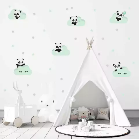 Adesivos Panda Nuvem Verde
