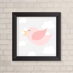 Quadro Infantil Passarinho Rosa - comprar online