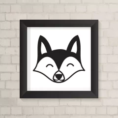 Quadro Infantil Raposinha Preto e Branco - comprar online