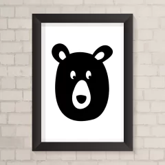 Quadro Infantil Urso Preto e Branco - comprar online