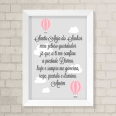 Quadro Infantil Santo Anjo Balões Rosa