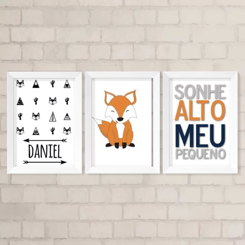 Kit de Quadros Raposinha com Nome
