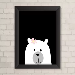 Quadro Infantil Ursinha fundo Preto - comprar online