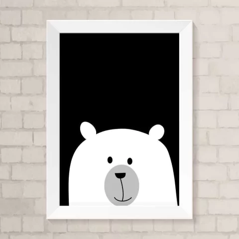 Quadro Infantil Ursinho fundo Preto