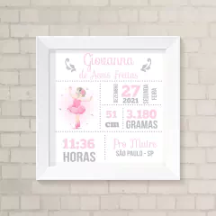 Quadro Nascimento Bailarina Aquarela