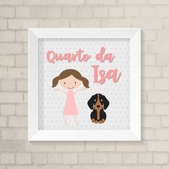 Quadro Menina e Cachorrinho com nome