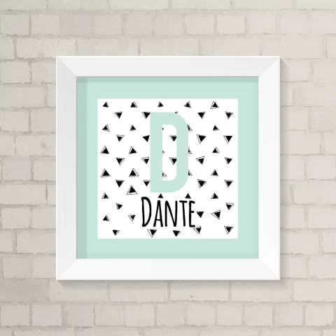 Quadro Triângulos com Nome Verde