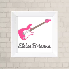 Quadro com Nome com Guitarra Rosa