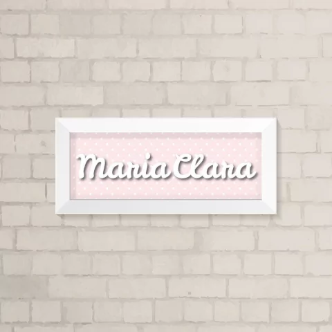 Quadro com Nome Branco e Rosa