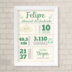 Quadro Nascimento Nuvem Verde