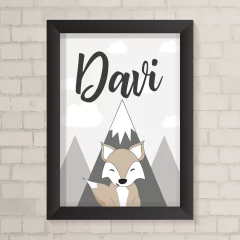 Quadro Raposinha e Montanhas com Nome - comprar online