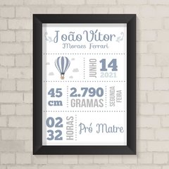 Quadro Nascimento Balão Menino - comprar online