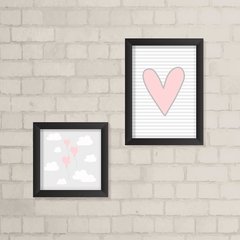 Kit de Quadros Coração Cinza e Rosa - comprar online