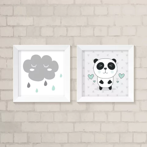 Kit de Quadros Nuvem e Panda