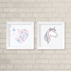 Kit de Quadros Unicórnio e Coração