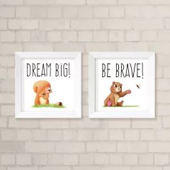 Kit de Quadros Dream Big e Be Brave