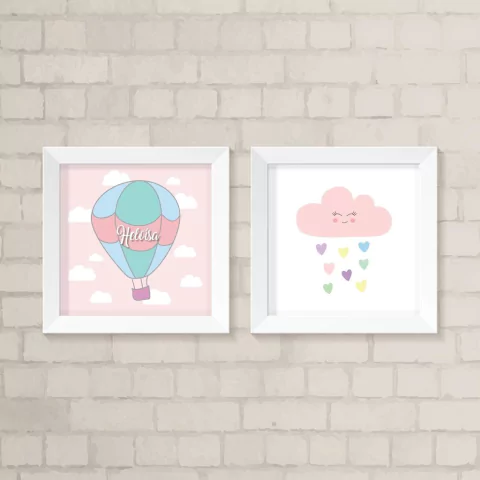 Kit de Quadros Balão e Nuvem