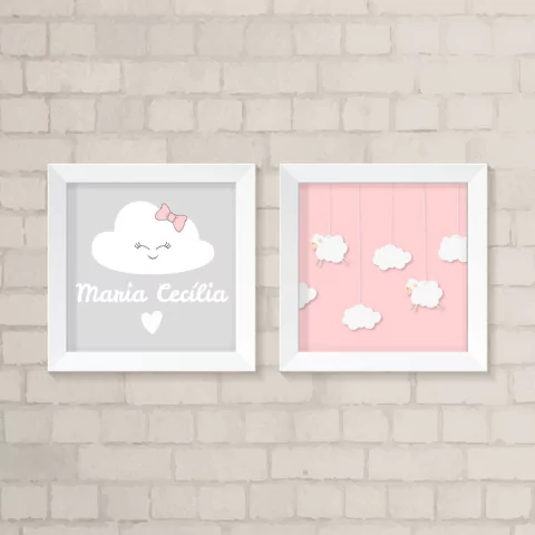 Kit de Quadros Nuvem e Ovelhinhas