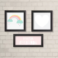 Kit de Quadros Arco-Íris e Coração - comprar online