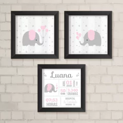Kit de Quadros Elefantes Nascimento - comprar online