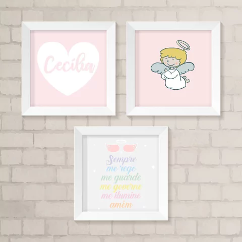 Kit de Quadros Santo Anjo com Nome
