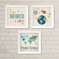 Kit de Quadros Mapa com Nome ao Infinito e Além