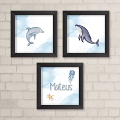 Kit de Quadros Fundo do Mar e Nome - comprar online