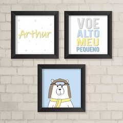 Kit de Quadros Ursinho Aviador com Nome - comprar online