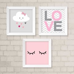 Kit de Quadros Nuvem, Love e Olhinhos