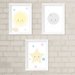 Kit de Quadros Sol, Estrela e Lua