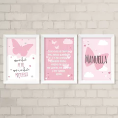 Kit de Quadros Borboletas e Nome