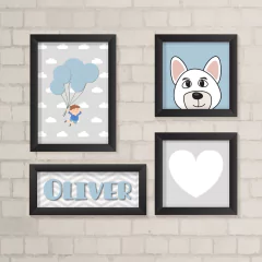 Kit de Quadros Menino e Cachorrinho - comprar online