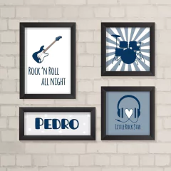 Kit de Quadros Rock Azul - comprar online