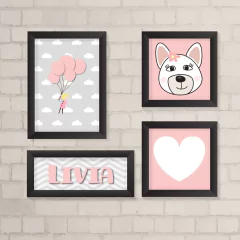 Kit de Quadros Menina e Cachorrinha - comprar online