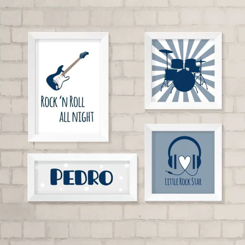 Kit de Quadros Rock Azul