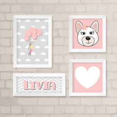 Kit de Quadros Menina e Cachorrinha