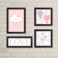Kit de Quadros Love e Balões - comprar online