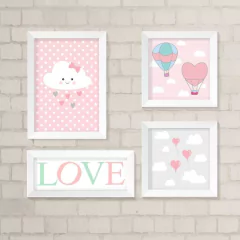 Kit de Quadros Love e Balões