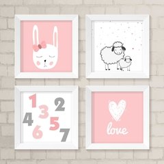 Kit de Quadros Coelhinha, Números, Ovelhinhas e Love