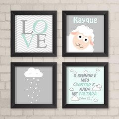 Kit de Quadros Verde e Cinza - comprar online