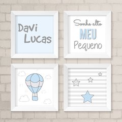 Kit de Quadros Nome, Balão, Sonhe Alto e Estrelinhas
